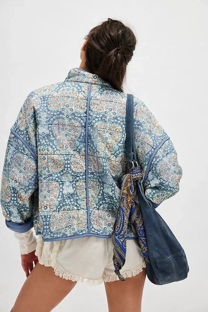Free People Chloe Jacket – back on model sky blue
