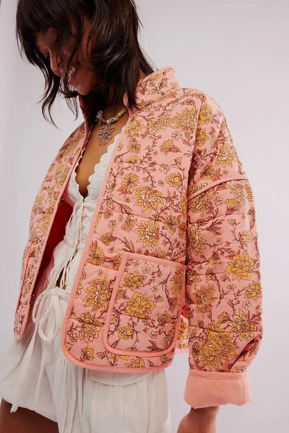 Free People Chloe Jacket – front on model peach