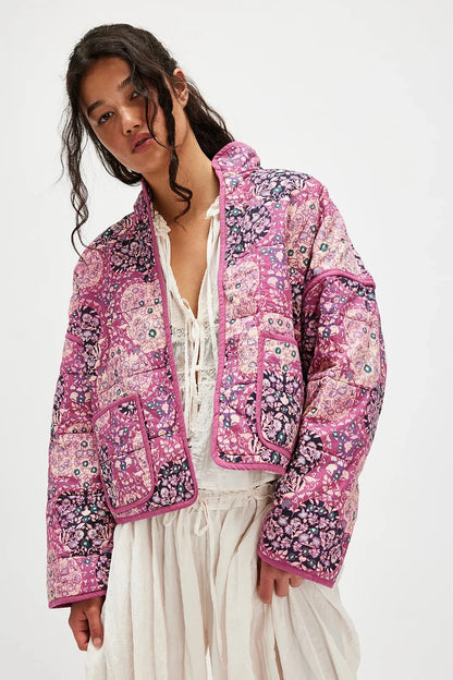 Free People Chloe Jacket – front on model pink