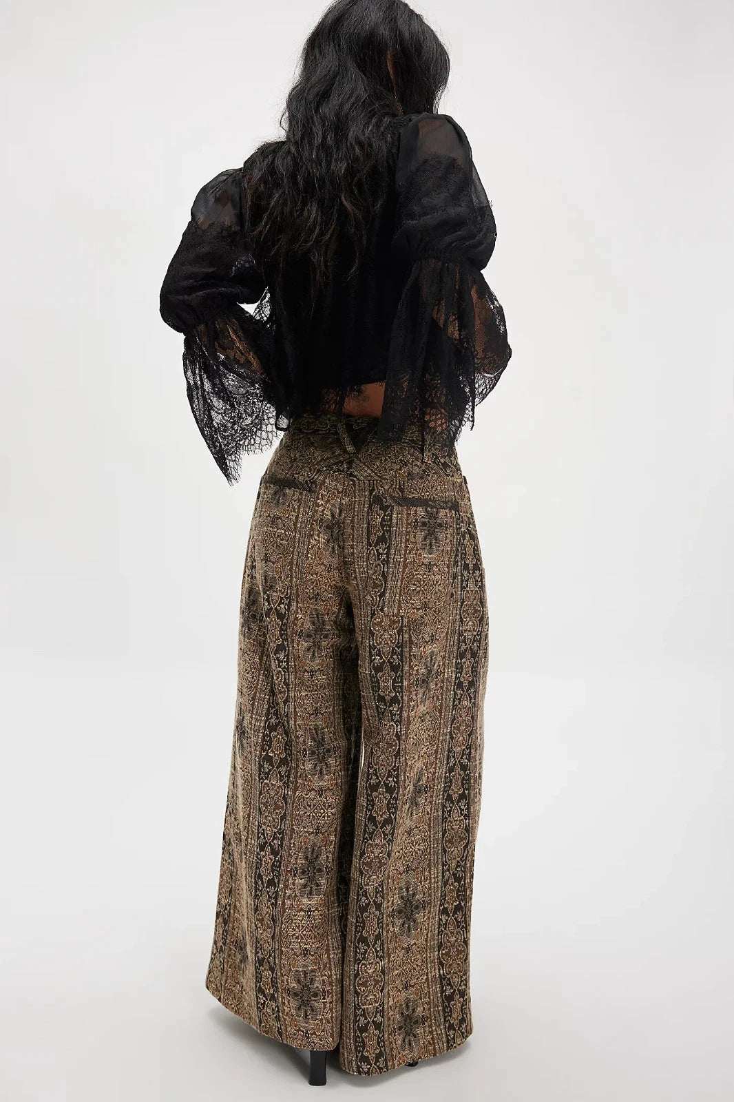 Free People Dahlia Wide-Leg Pants – back on model brown