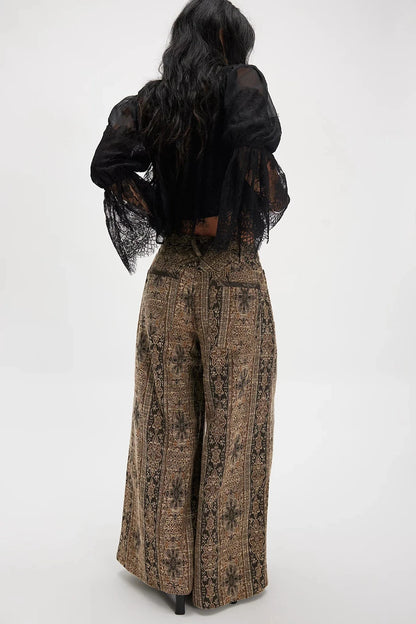 Free People Dahlia Wide-Leg Pants – back on model brown