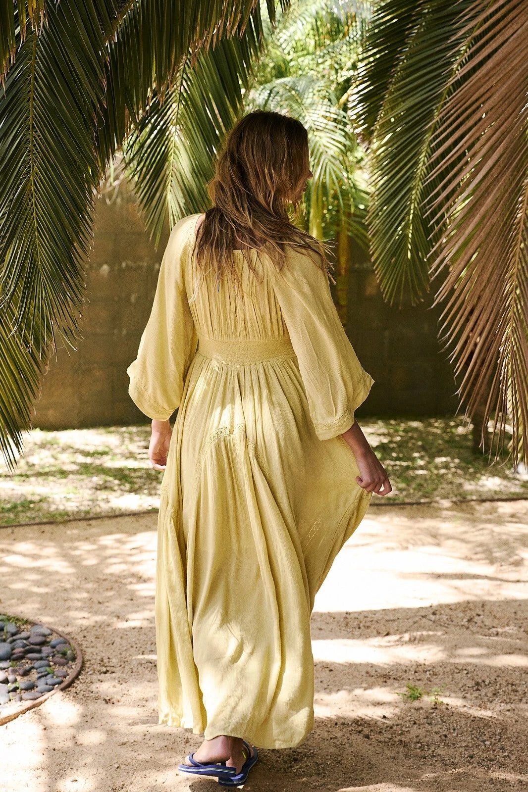 Free People Dixie Maxi Dress – back on model yellow