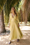 Free People Dixie Maxi Dress – front on model yellow