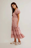 Free People Falling Sun Midi Dress – side on model pink