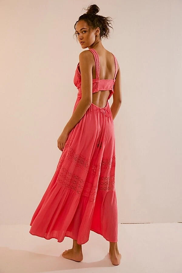 Free People Hadlee Maxi Dress – back on model pink