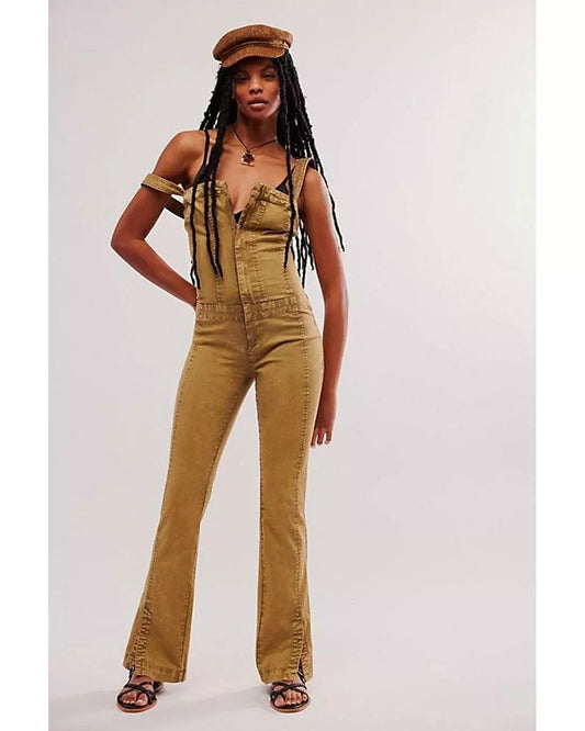 Free People Lucky Day One-Piece – front on model  brown