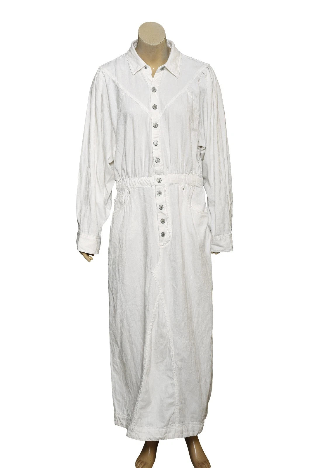 Free People Mad Love Denim Midi Dress – front view ivory