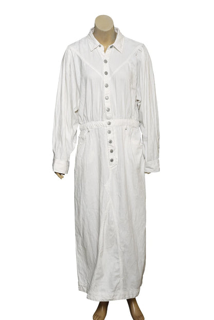 Free People Mad Love Denim Midi Dress – front view ivory