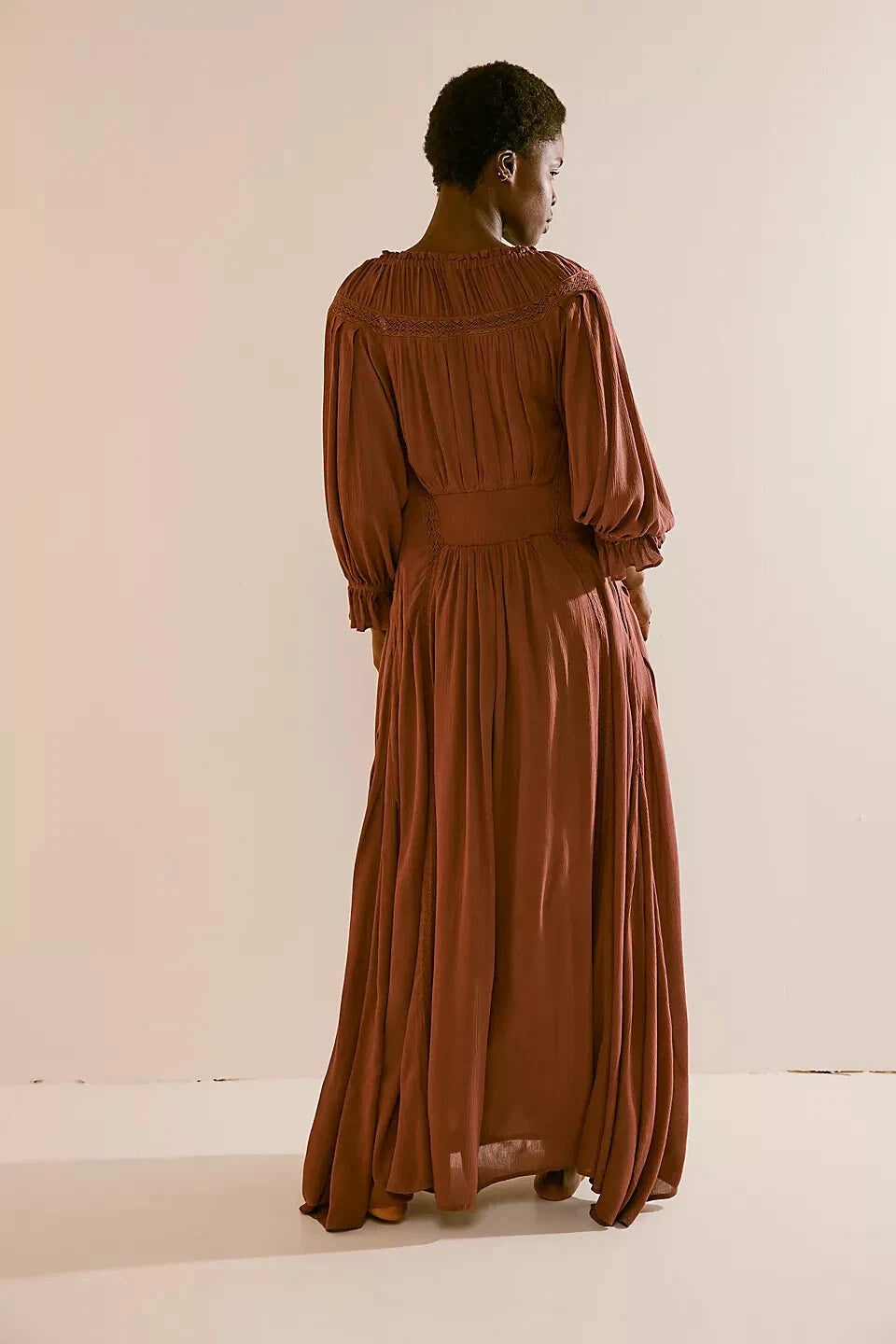 Free People Magdalia Maxi Dress – back on model brown