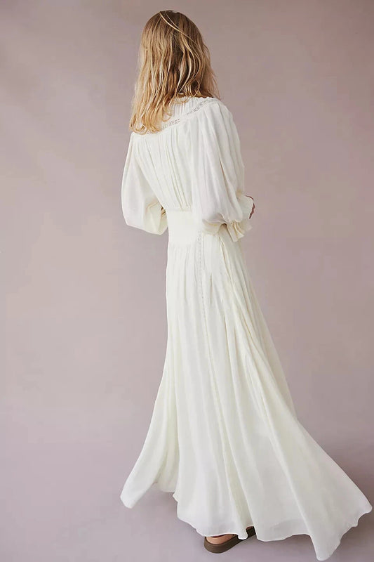 Free People Magdalia Maxi Dress – back on model white