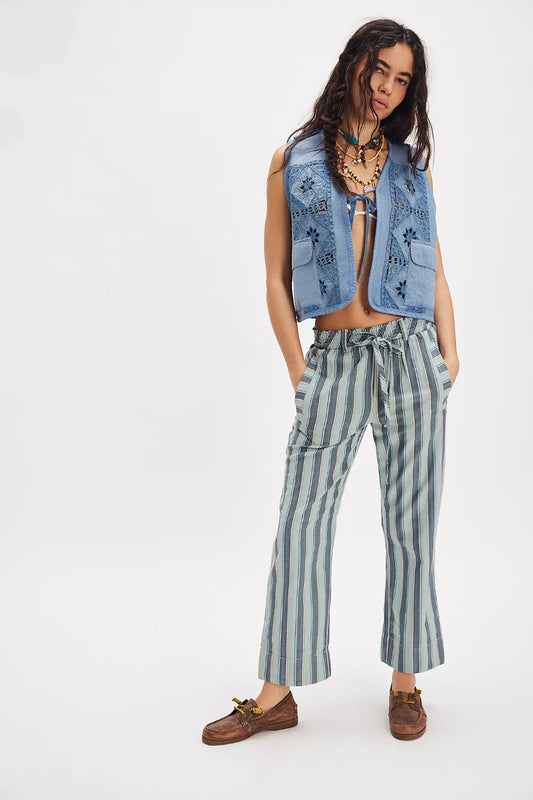 Free People Marielle Pull-On Pants – front on model blue