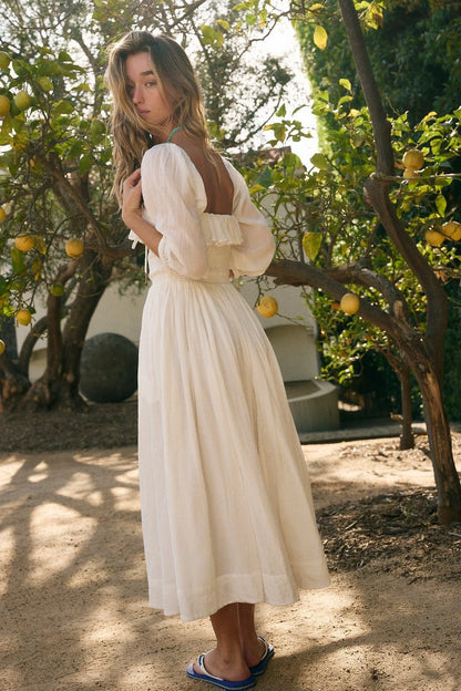 Free People Oasis Midi Dress – side on model ivory