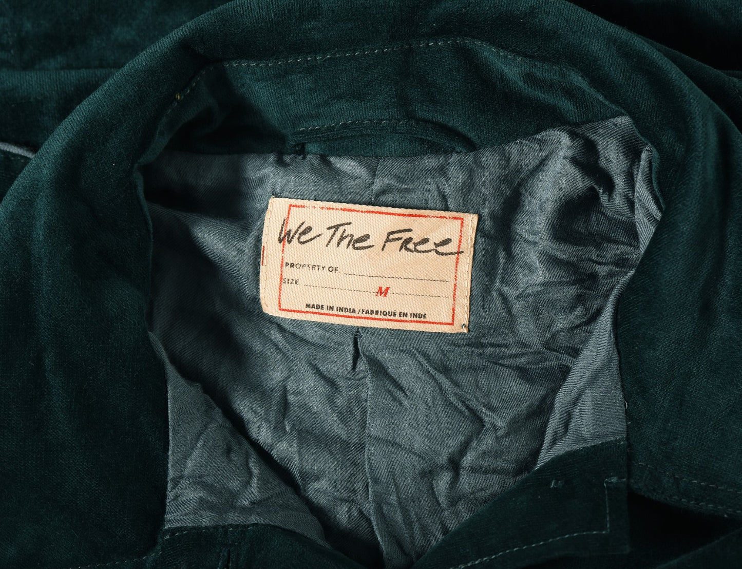 Free People Officer Velvet Jacket - brand and size label