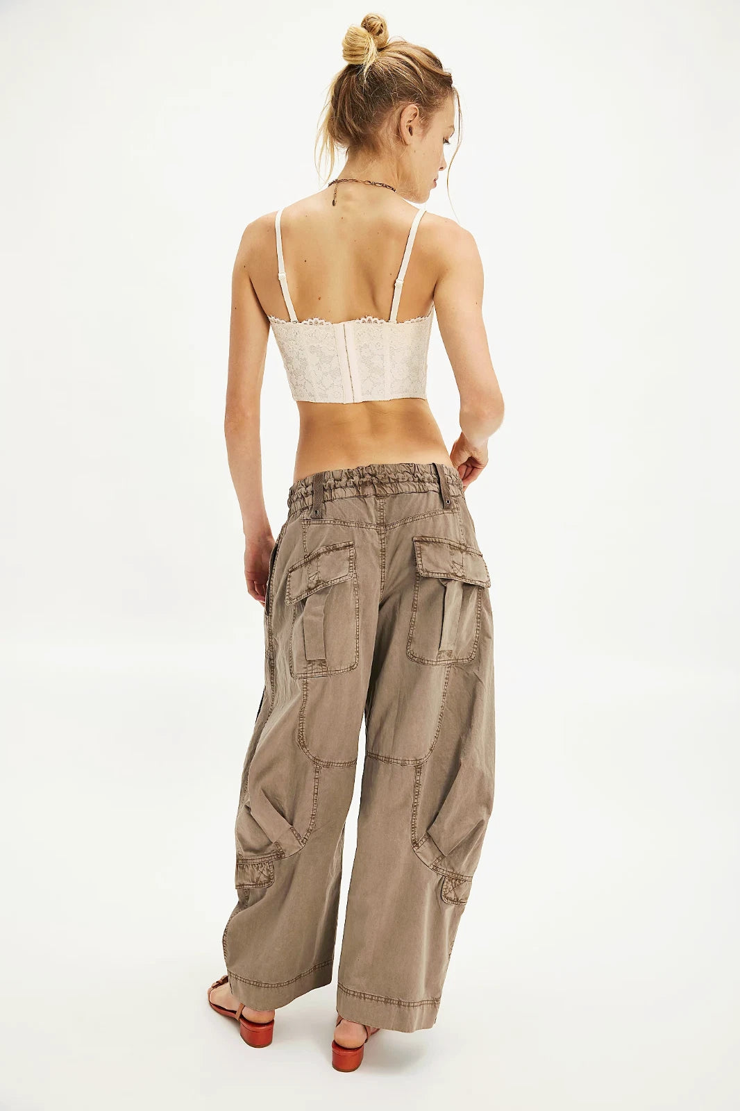 Free People Onset Pants - back view on model brown