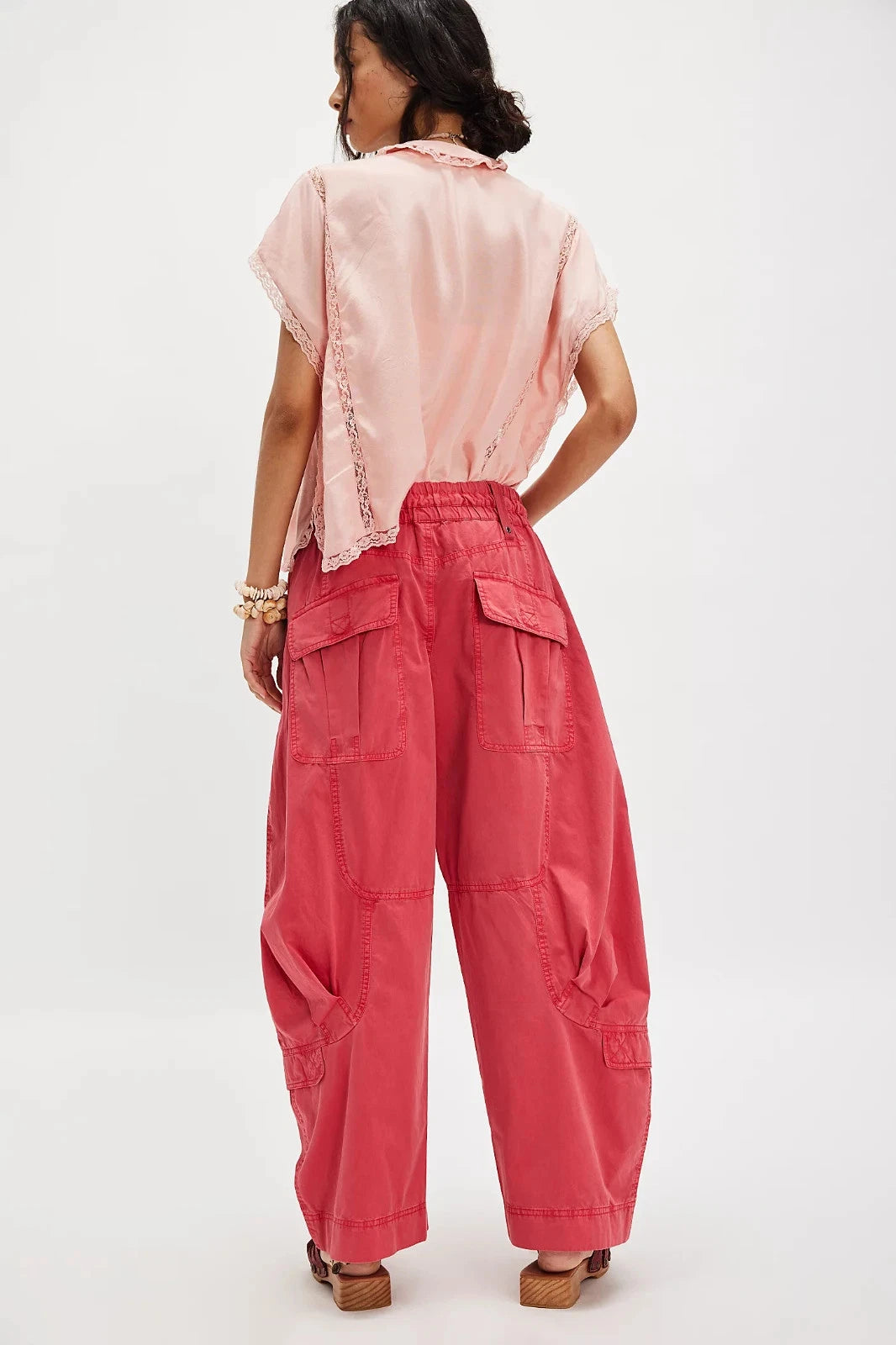 Free People Onset Pants - back view on model red