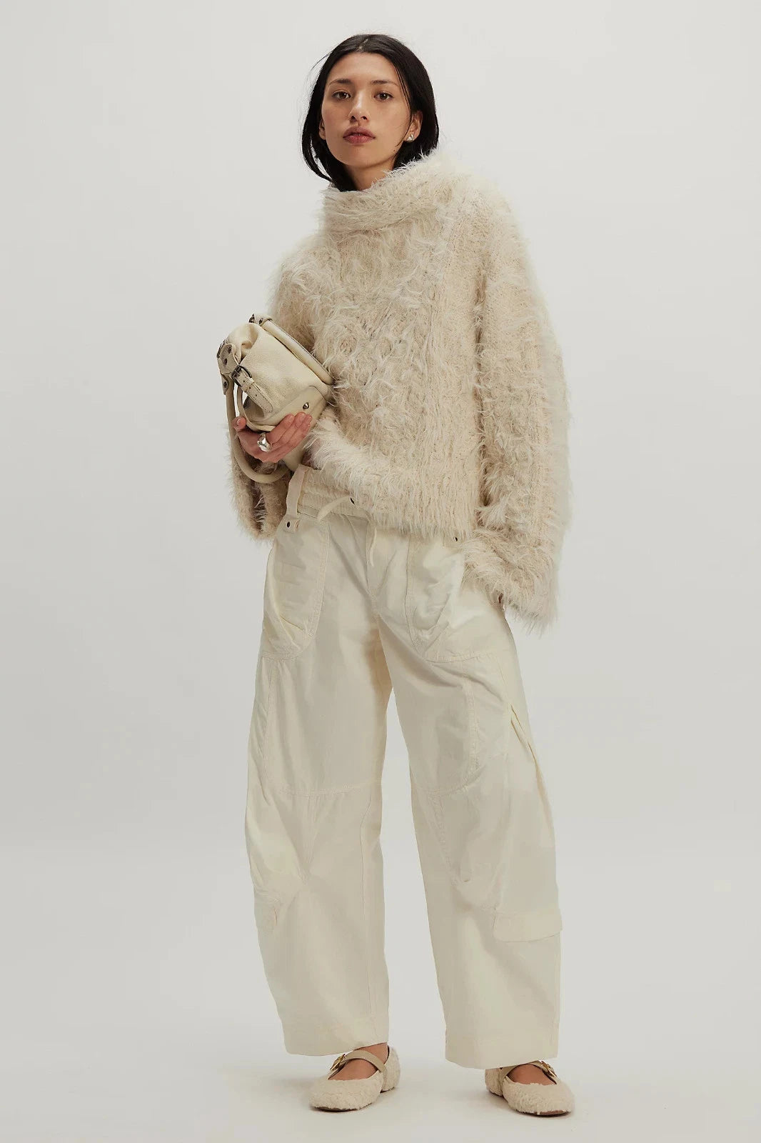 Free People We The Free Onset Pants – front on model ivory