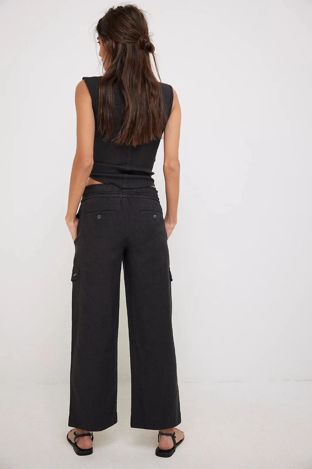 Free People Park Ave Pants – back view on model black