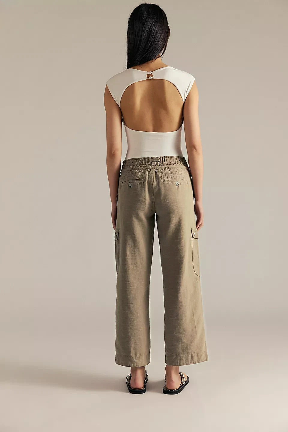 Free People Park Ave Pants – back view on model brown