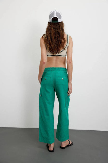 Free People Park Ave Pants – back view on model golf green