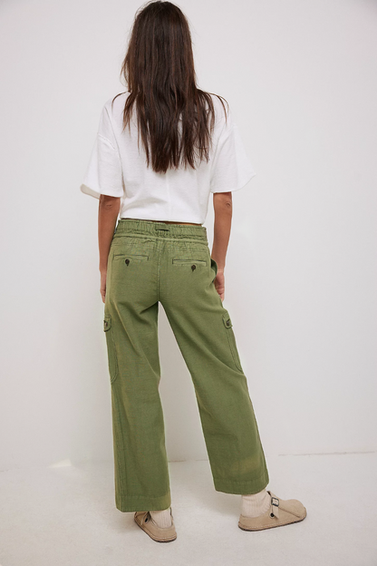 Free People Park Ave Pants – back view on model green