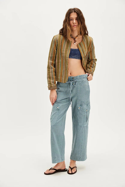 Free People Park Ave Pants – front view on model blue