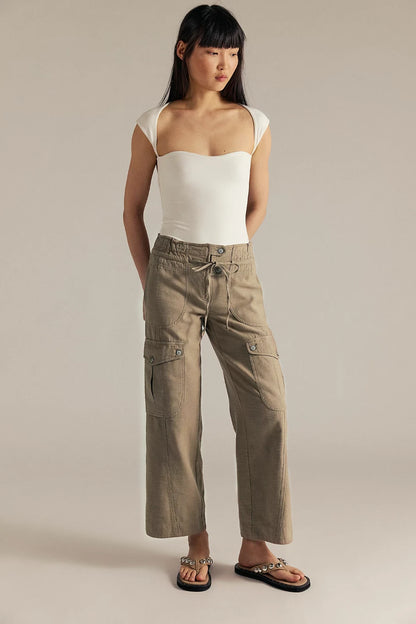 Free People Park Ave Pants – front view on model brown