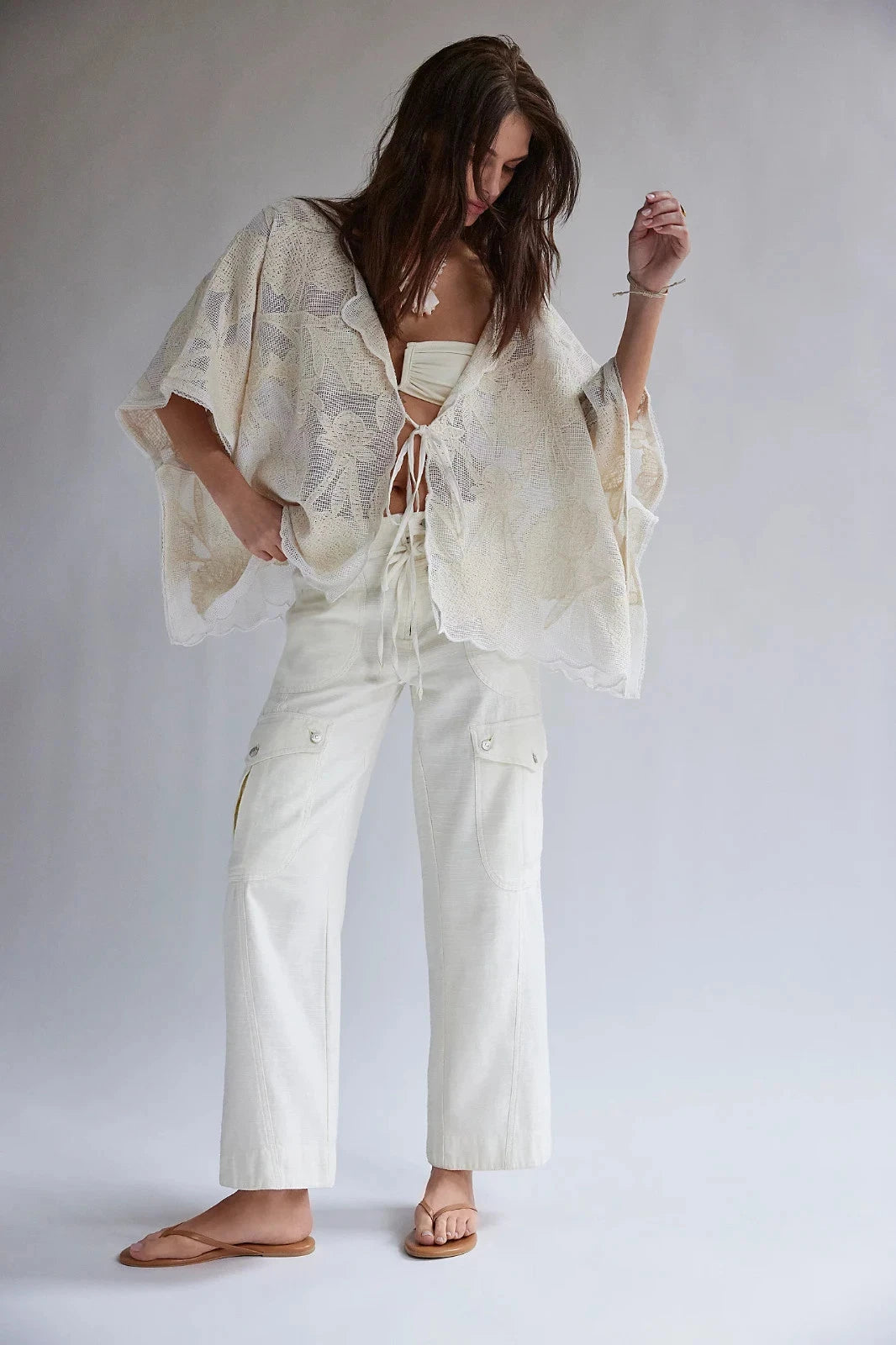 Free People Park Ave Pants – front view on model white
