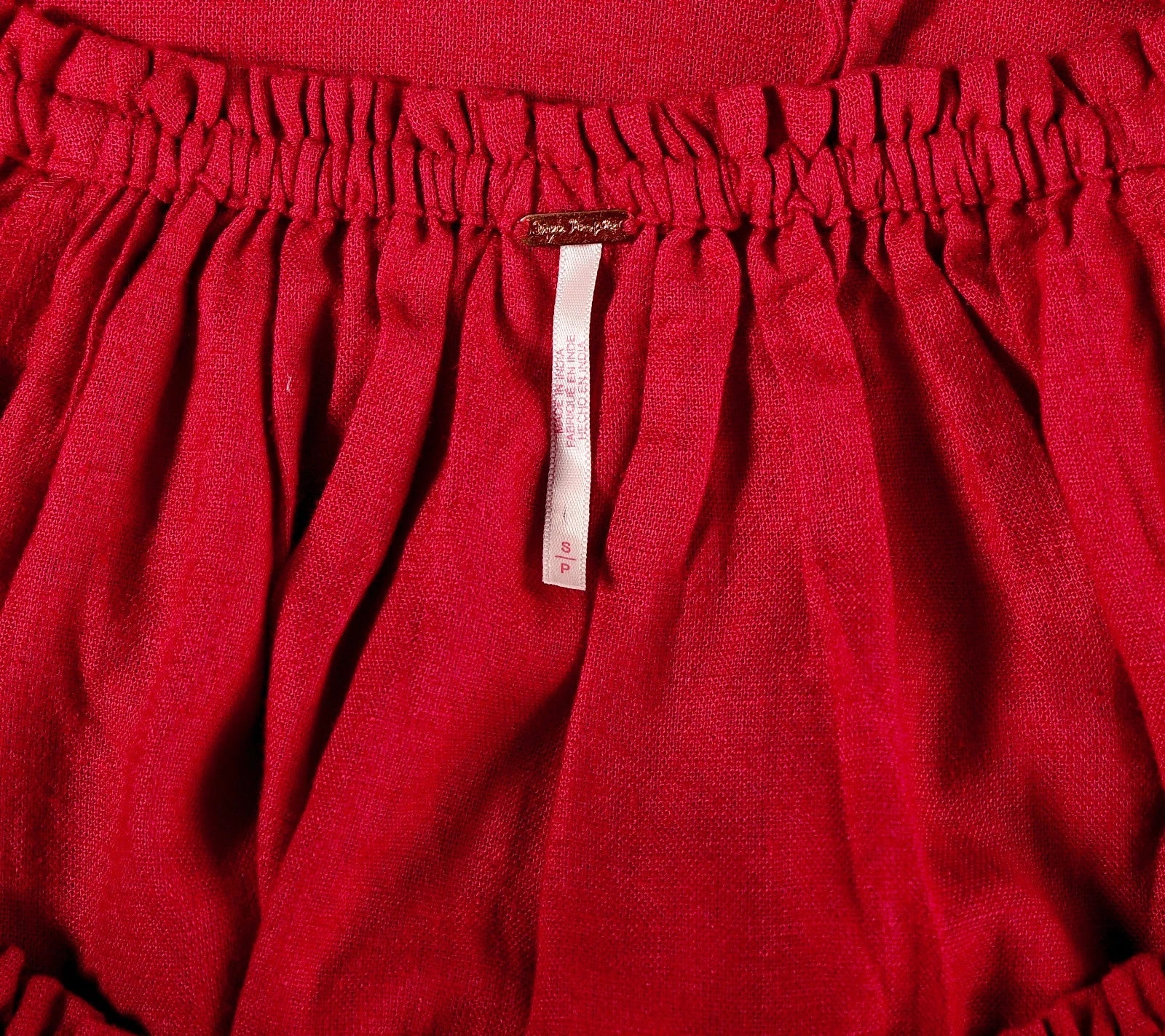 Free People Perri Linen Drop-Waist Mini Dress – label s red