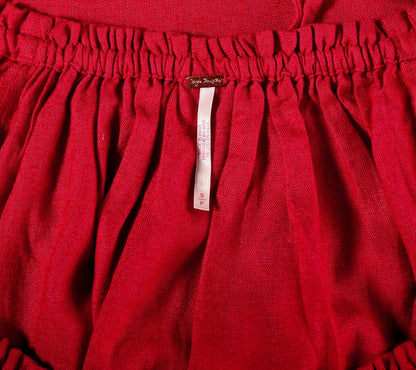 Free People Perri Linen Drop-Waist Mini Dress – label s red