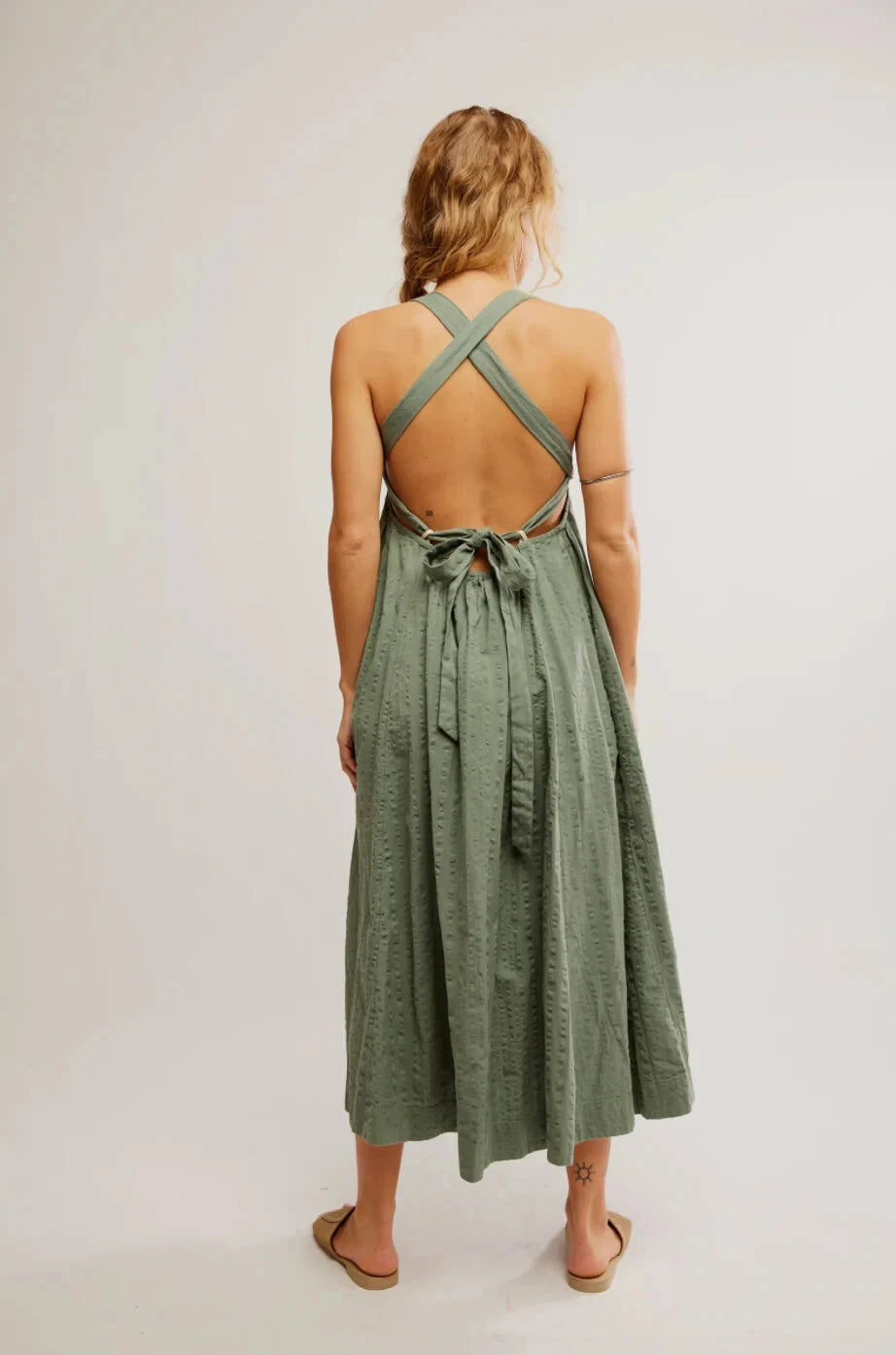 Free People Poppy Midi – back on model green