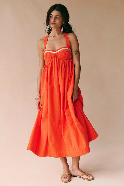 Free People Poppy Midi – front on model orange