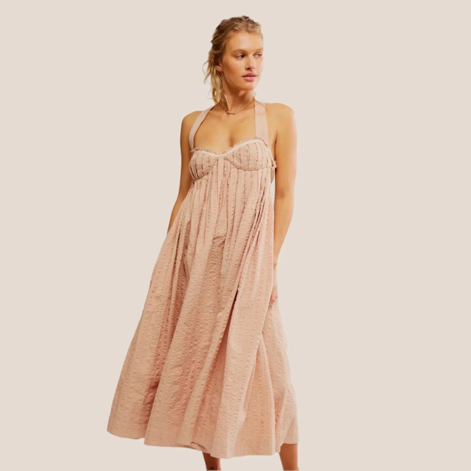 Free People Poppy Midi – front on model pink