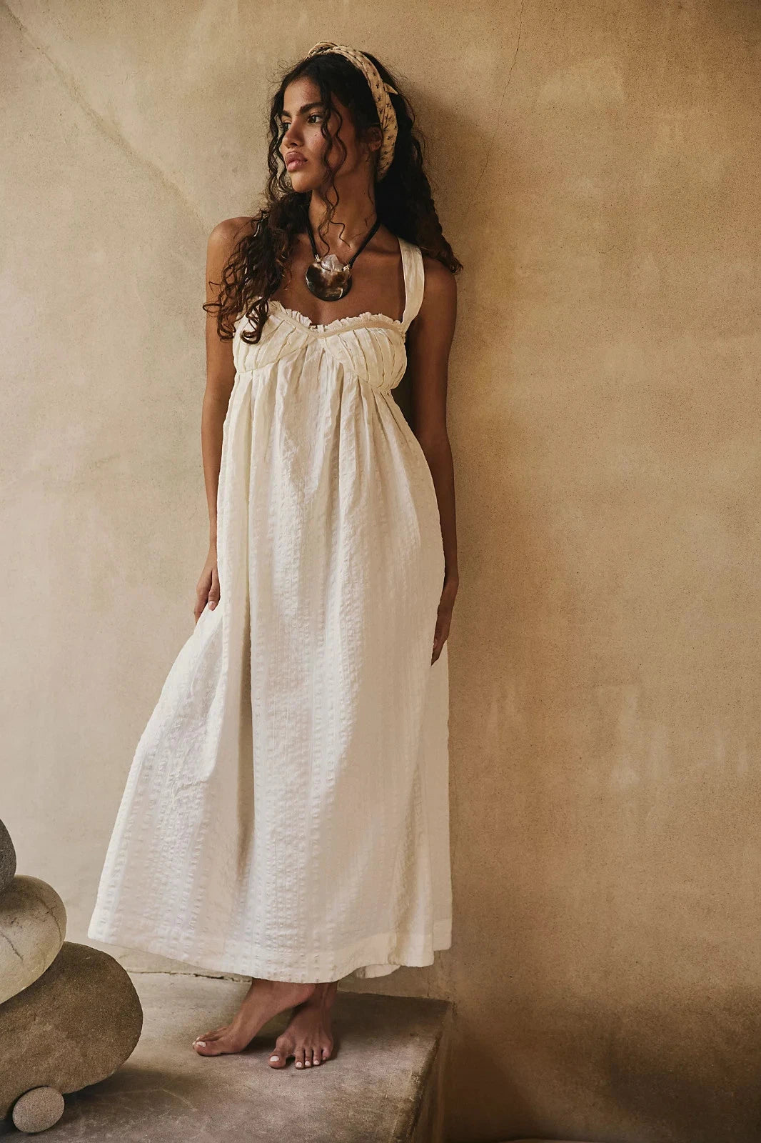 Free People Poppy Midi – front on model ivory