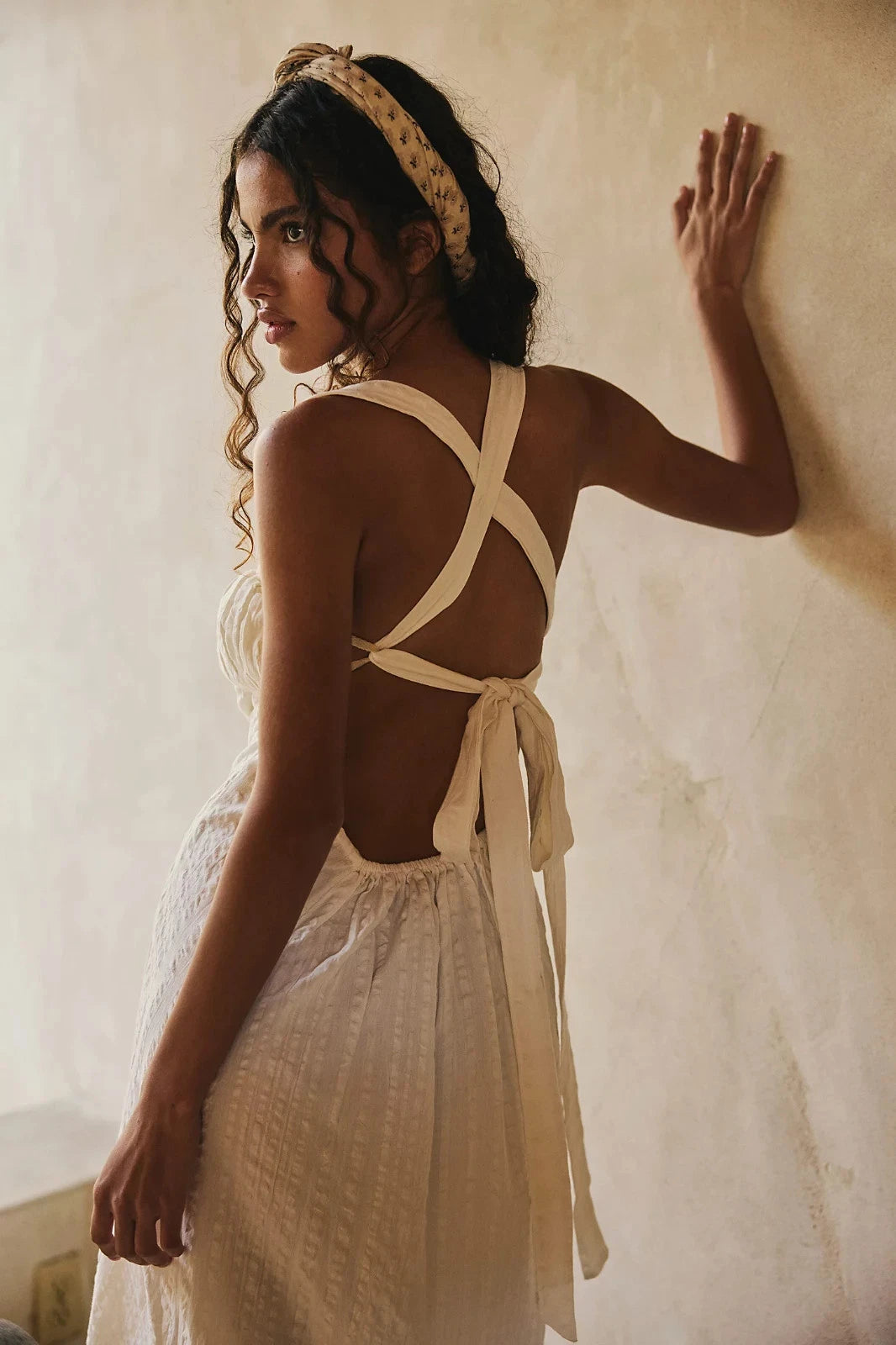 Free People Poppy Midi – back on model ivory
