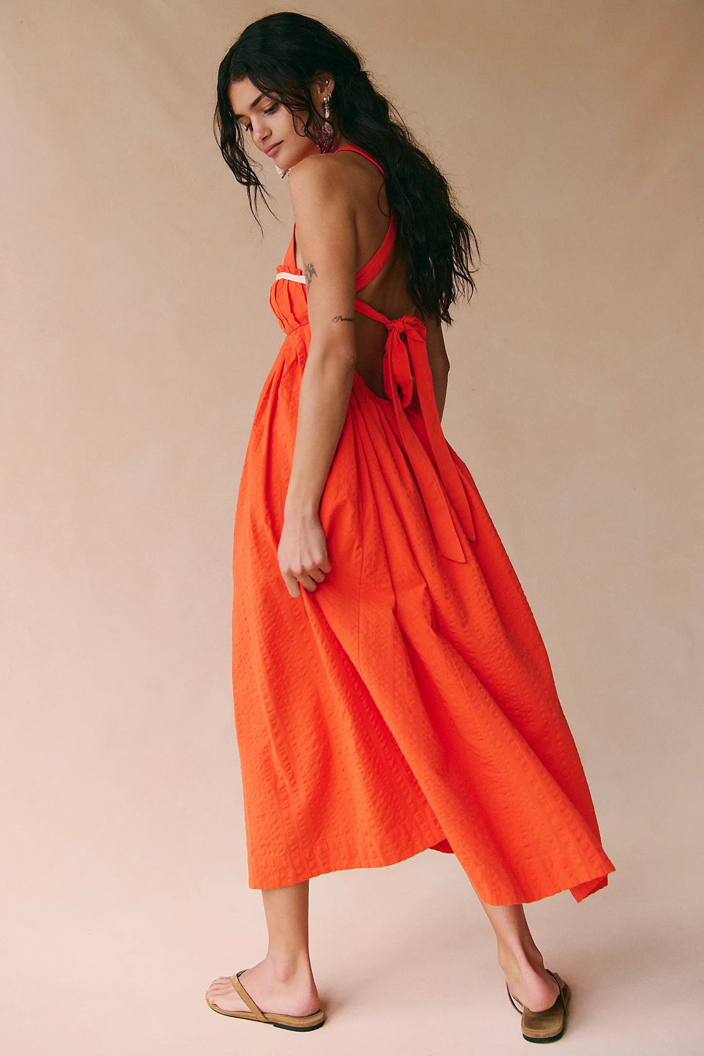 Free People Poppy Midi – back on model orange