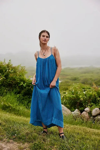 Free People Rio Reversible Midi – front on model blue