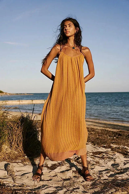 Free People Rio Reversible Midi – front on model yellow