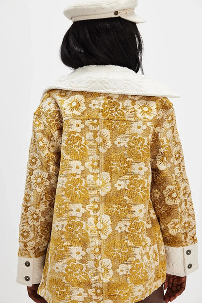 Free People Sabrina Tapestry Jacket – back on model yellow
