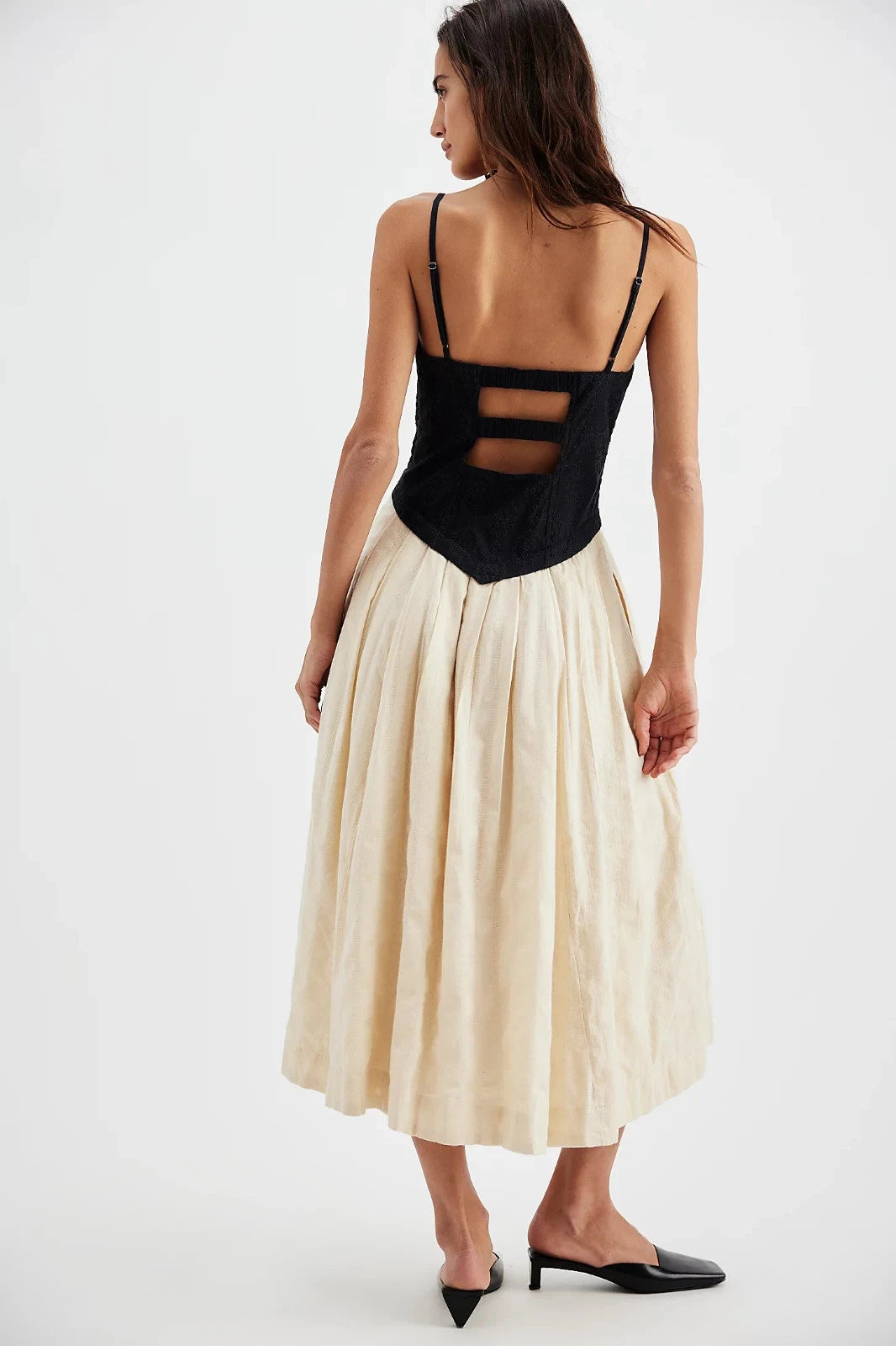 Free People Salvador Midi Dress – back on model black cream