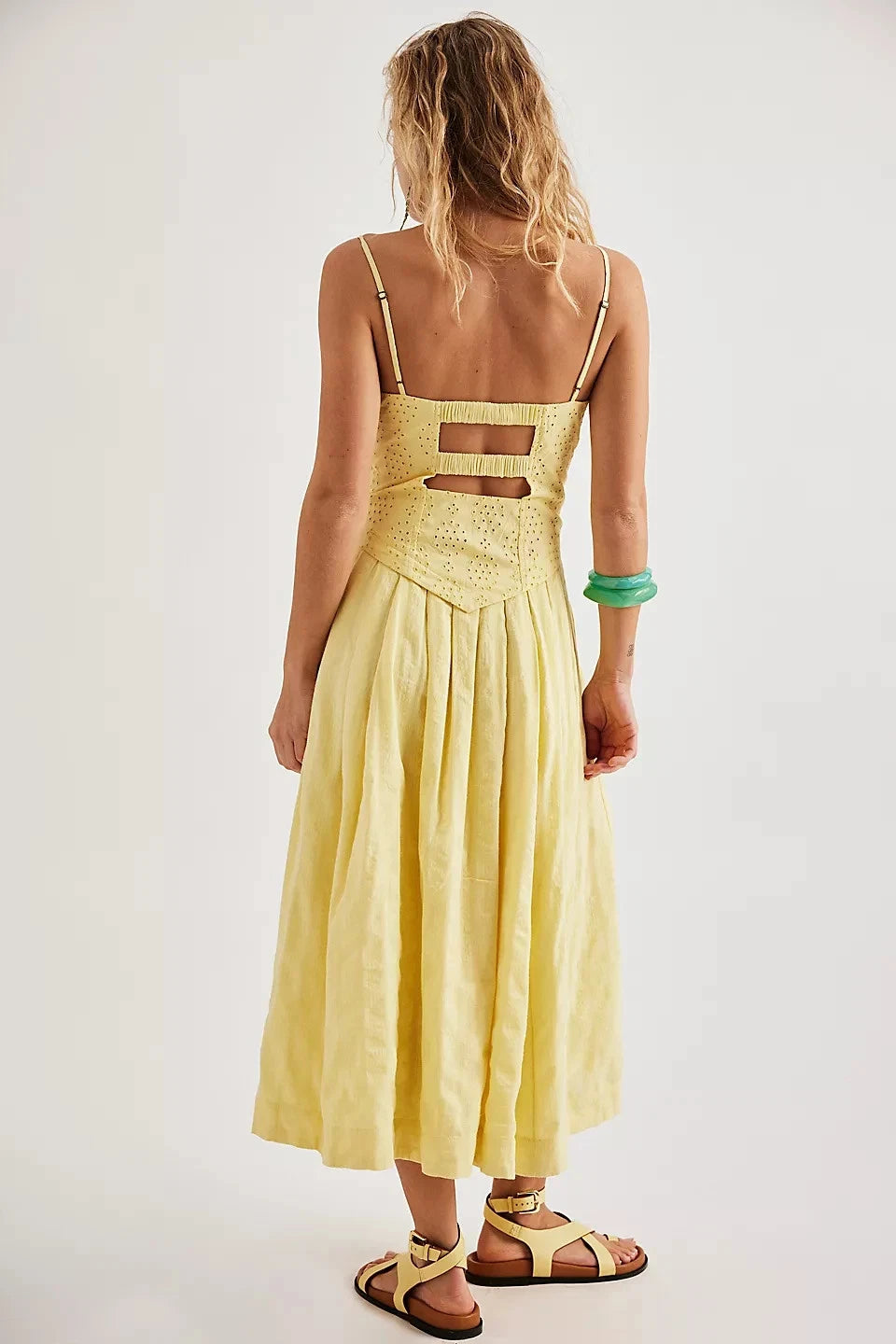 Free People Salvador Midi Dress – back on model yellow