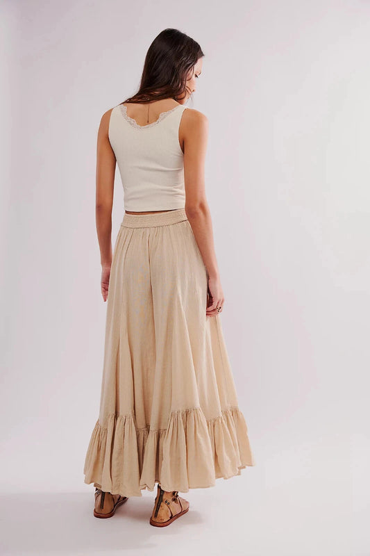 Free People Summer Kiss Godet Pants – back on model beige