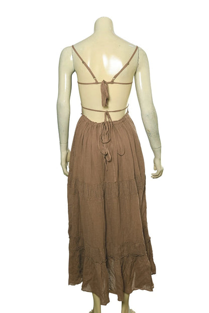 Free People Taking Sides Maxi Dress – back view brown