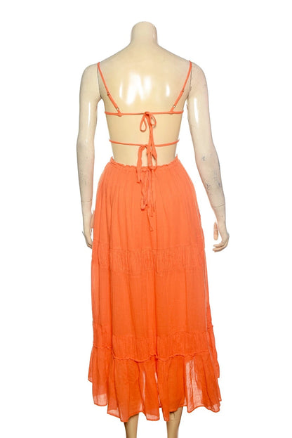 Free People Taking Sides Maxi Dress – back view orange