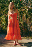 Free People Taking Sides Maxi Dress – front on model orange
