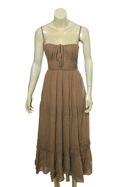 Free People Taking Sides Maxi Dress – front view brown