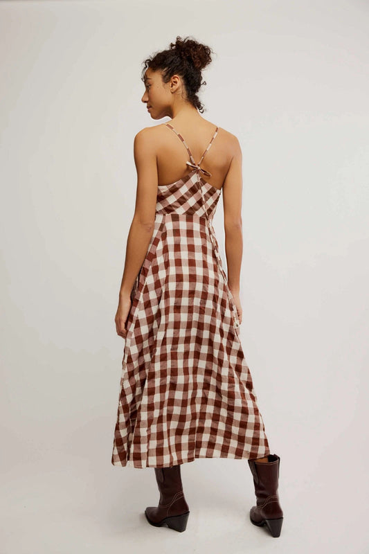 Free People Via Midi Dress – back on model brown