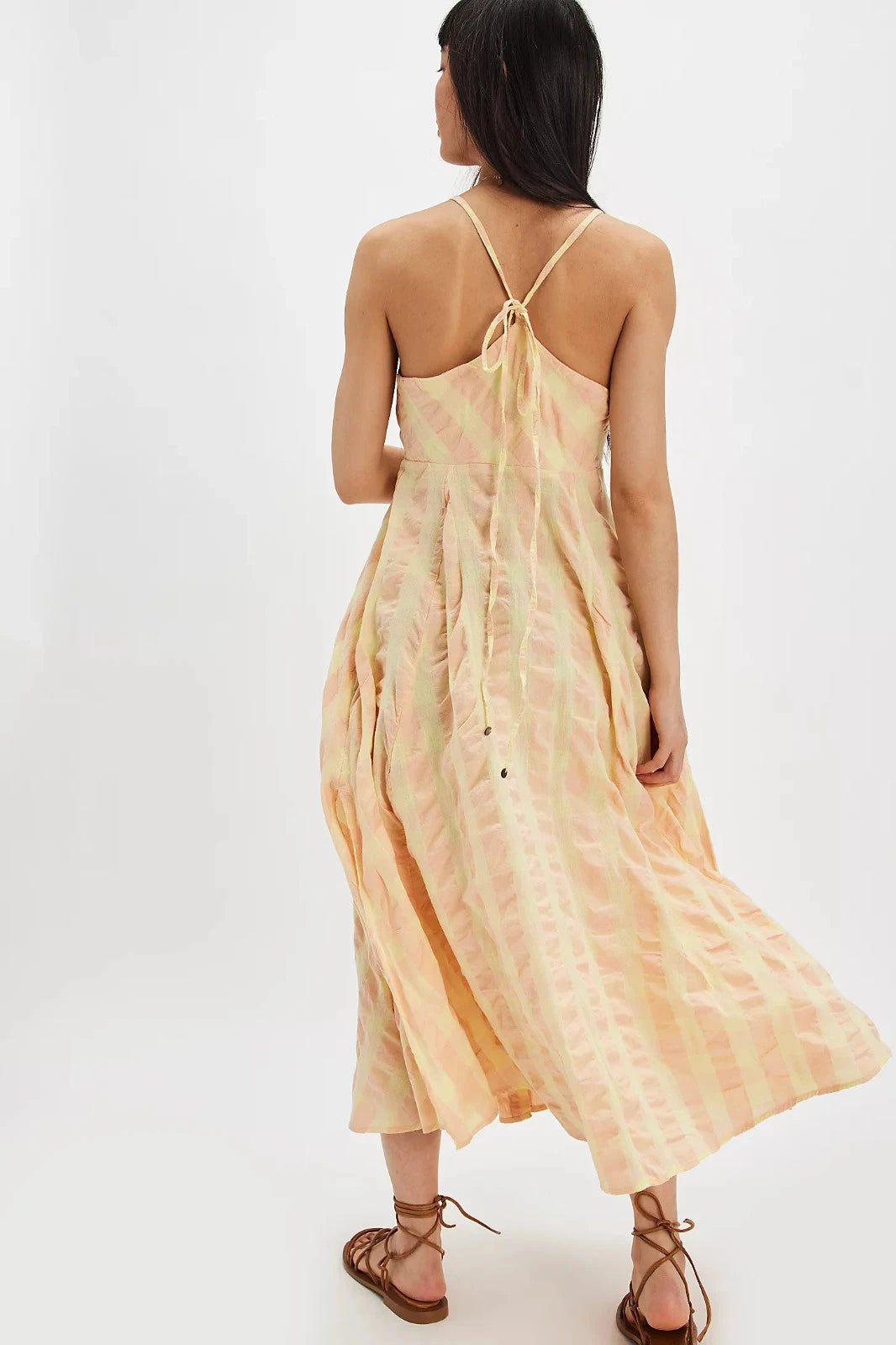 Free People Via Midi Dress – back on model yellow