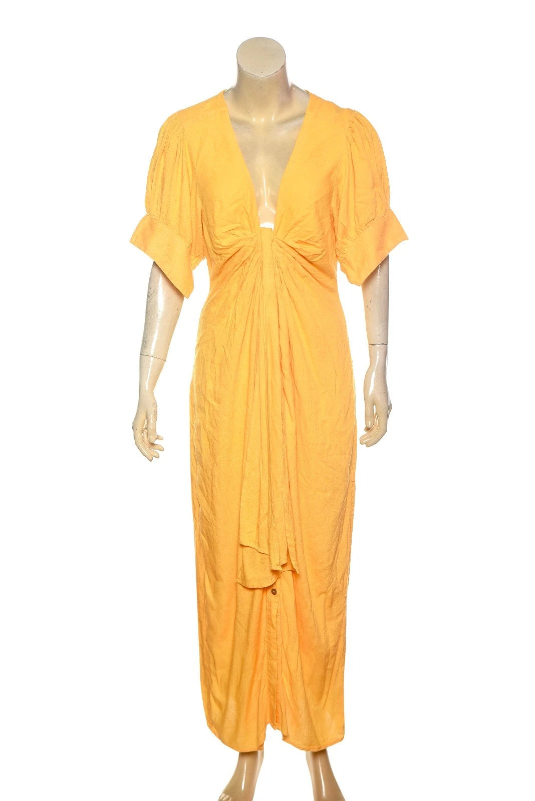 Free people Vintage Summer Midi Dress – front view yellow