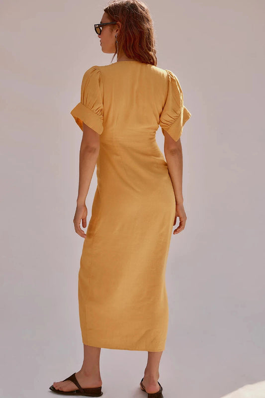 Free people Vintage Summer Midi Dress – back on model yellow