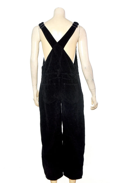 Free People We The Free Good Luck Cord Overalls – back view black